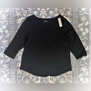 Chico's ultimate tee black bateau neck 3/4 Sleeve cotton modal blend top